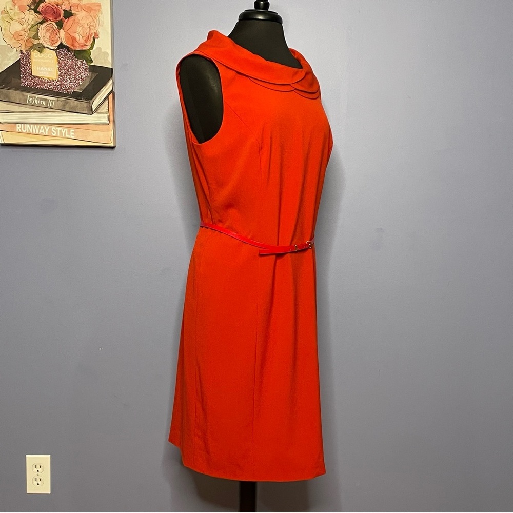 Ellen Tracy Red Sleeveless w/ Belt Women’s Dress Size 14 - Picture 6 of 11